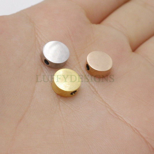 10pcs Gold Roundel Spacer Beads, Seamless Circle Ring, Flattened Round Beads, Seamless Round For Bracelet Making, 18K Gold plated