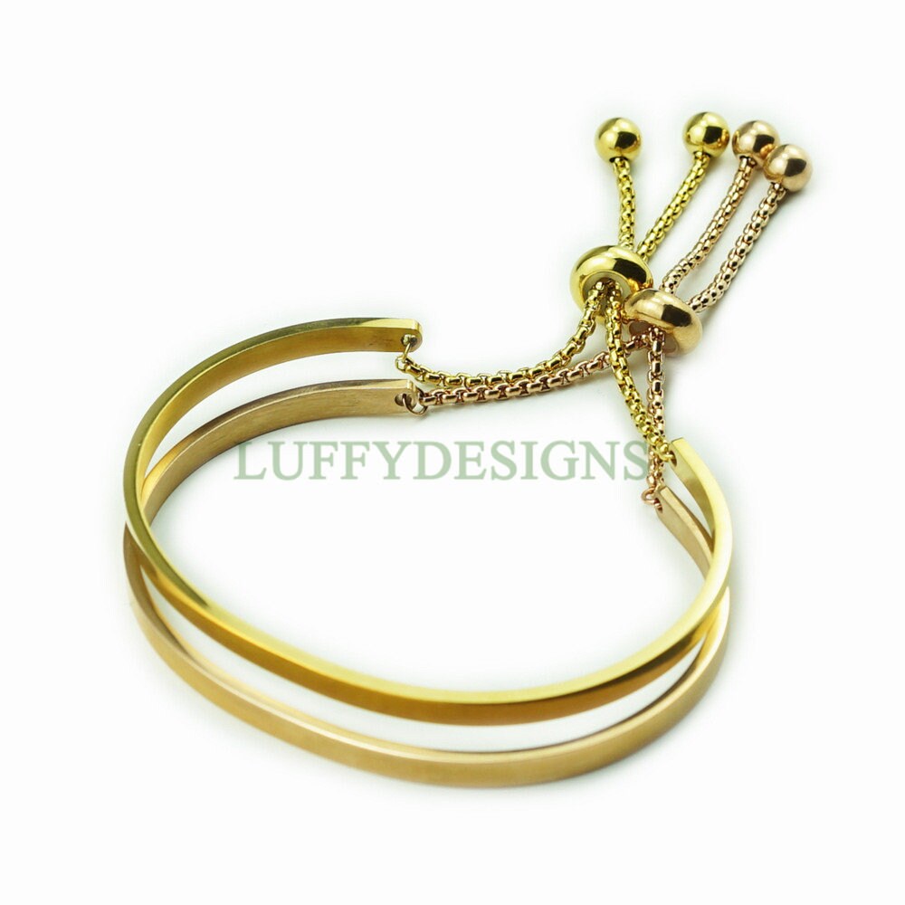 5PCS Finished Slide Bracelet, Sliding Adjustable Bracelet, Gold Bar Bracelet blanks, Hand Stamping Blanks, Custom Engraving Supplies