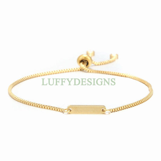 5PCS Finished Slide Bracelet, Sliding Adjustable Bracelet, Gold Bar Bracelet blanks, Hand Stamping Blanks, Custom Engraving Supplies