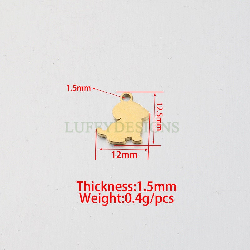 10pcs Dog Charms 21x16mm, Gold/Rose Gold Stainless Steel, Small Dog Pendant, Animal lover Charm, Pet Charm, Dog Lover Charm, Pet Lover Charm