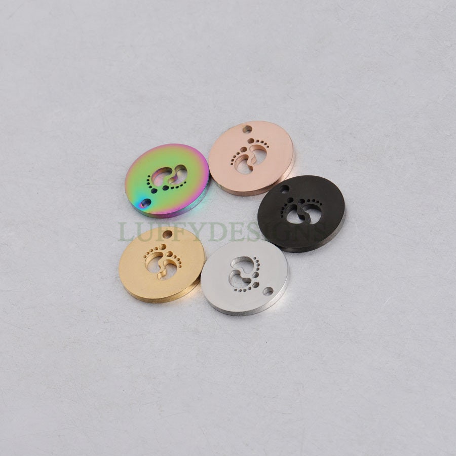 10pcs Footprint Charm, Baby Feet Pendant, New Baby Charm, 18K Gold plated Stainless Steel,Baby Footprint Pendant,Baby Shower,Mirror Polished