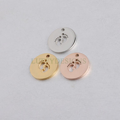 10pcs Footprint Charm, Baby Feet Pendant, New Baby Charm, 18K Gold plated Stainless Steel,Baby Footprint Pendant,Baby Shower,Mirror Polished