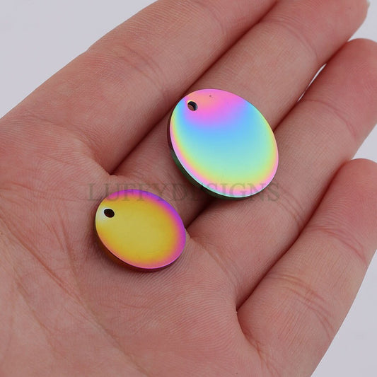 10pcs Round Disc Tags, Mirror Polished Round Pendant, Metal Stamping Blanks Charms, Engravable Round Blanks, Gold Plated Stainless Steel