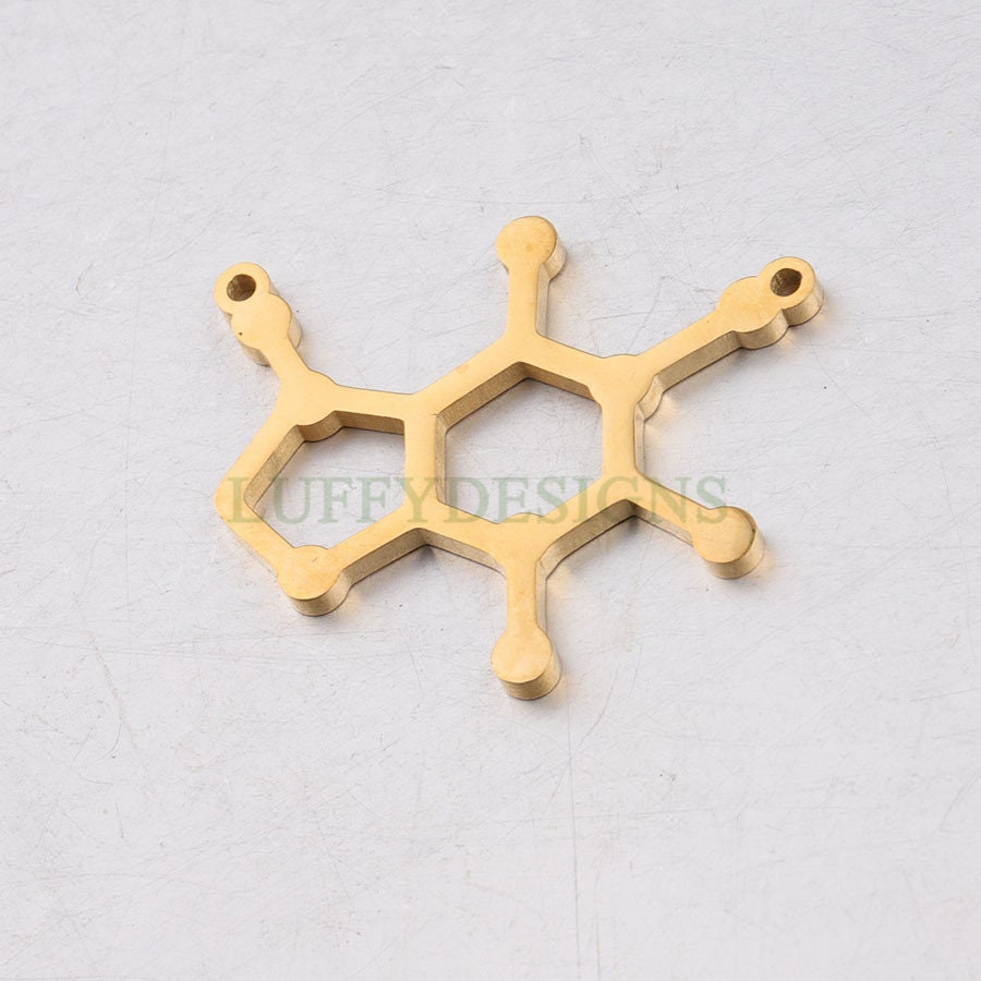 5pcs Caffeine Molecule Charms, Gold Caffeine Charm Pendant, Caffeine Connector, Caffeine Charm, Molecule Charm, Chemistry Charm, 29x35mm