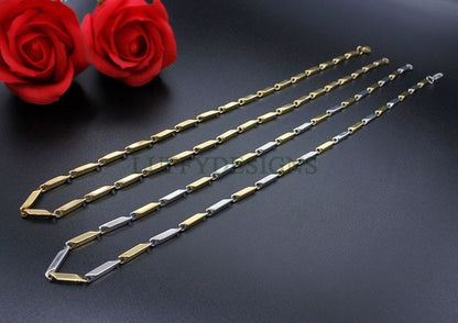 2pcs Finished Diamond Chains, Melon Chain Necklace, 18k Gold /Black plated 316L Stainless Steel, Men's Chains, Bulk Men's Necklace