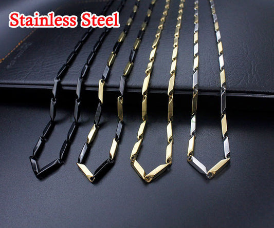 2pcs Finished Diamond Chains, Melon Chain Necklace, 18k Gold /Black plated 316L Stainless Steel, Men's Chains, Bulk Men's Necklace