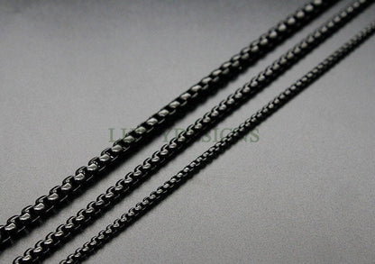 5pcs Finished Round Box Chains, Square Rolo Chain Necklace, 18k Gold /Black plated 316L Stainless Steel, Men's Chains, Men's Necklace