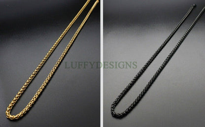 2pcs Finished Wheat Chain, Stainless Steel Necklace for Men, Men's Chain, Bulk Men's Necklace, Hypoallergenic Chain, 18-35 inches