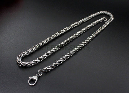 2pcs Finished Wheat Chain, Stainless Steel Necklace for Men, Men's Chain, Bulk Men's Necklace, Hypoallergenic Chain, 18-35 inches
