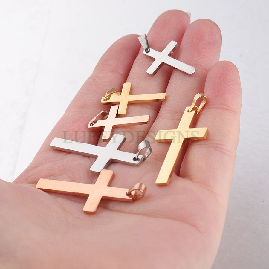 10pcs Cross Charm, Gold Cross Pendant, Christian Pendant, Communion Charm, Jesus Charm, Christian Charm,Catholic Charm,Mirror Polished Cross