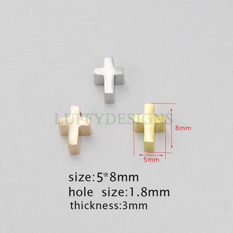 10pcs Cross Charms, Gold/ Rose Gold Steel Cross, Jewelry Making Supplies, Communion Findings, Jesus Charm, Christian Charm, Catholic Charm