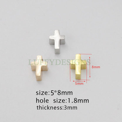 10pcs Cross Charms, Gold/ Rose Gold Steel Cross, Jewelry Making Supplies, Communion Findings, Jesus Charm, Christian Charm, Catholic Charm