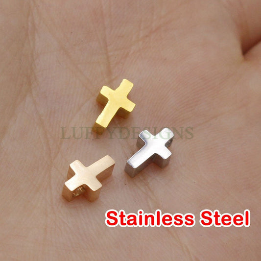 10pcs Cross Charms, Gold/ Rose Gold Steel Cross, Jewelry Making Supplies, Communion Findings, Jesus Charm, Christian Charm, Catholic Charm