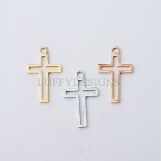 10pcs Cross Charm, Gold Hollow Cross Pendant, Christian Pendant, Communion Charm, Jesus Charm,Christian Charm,Catholic Charm,Mirror Polished