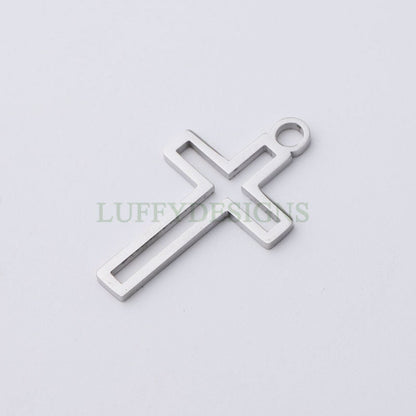 10pcs Cross Charm, Gold Hollow Cross Pendant, Christian Pendant, Communion Charm, Jesus Charm,Christian Charm,Catholic Charm,Mirror Polished