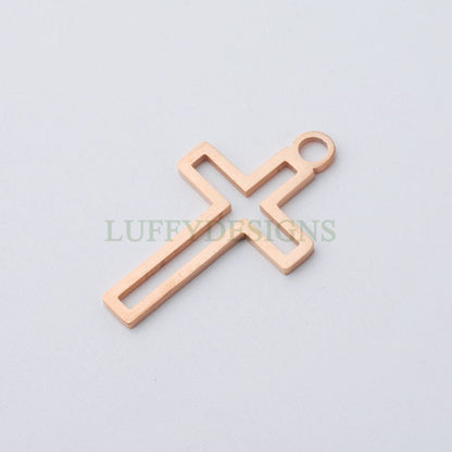 10pcs Cross Charm, Gold Hollow Cross Pendant, Christian Pendant, Communion Charm, Jesus Charm,Christian Charm,Catholic Charm,Mirror Polished