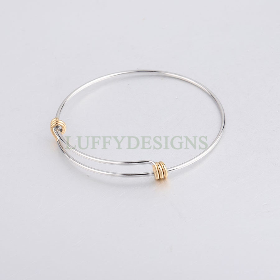 5pcs Expandable Bangle Bracelet, Gold Charm Bracelet, Adjustable Wire Blank Bangle, 18K Gold plated Stainless Steel, 1.6mm Stacking Bracelet