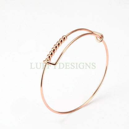 5pcs Bulk Expandable Bracelet, Adjustable Beads Bangle, Wholesale Charm Bracelets, Wire Bangles, Stainless Steel Bracelet, Jewelry Finding