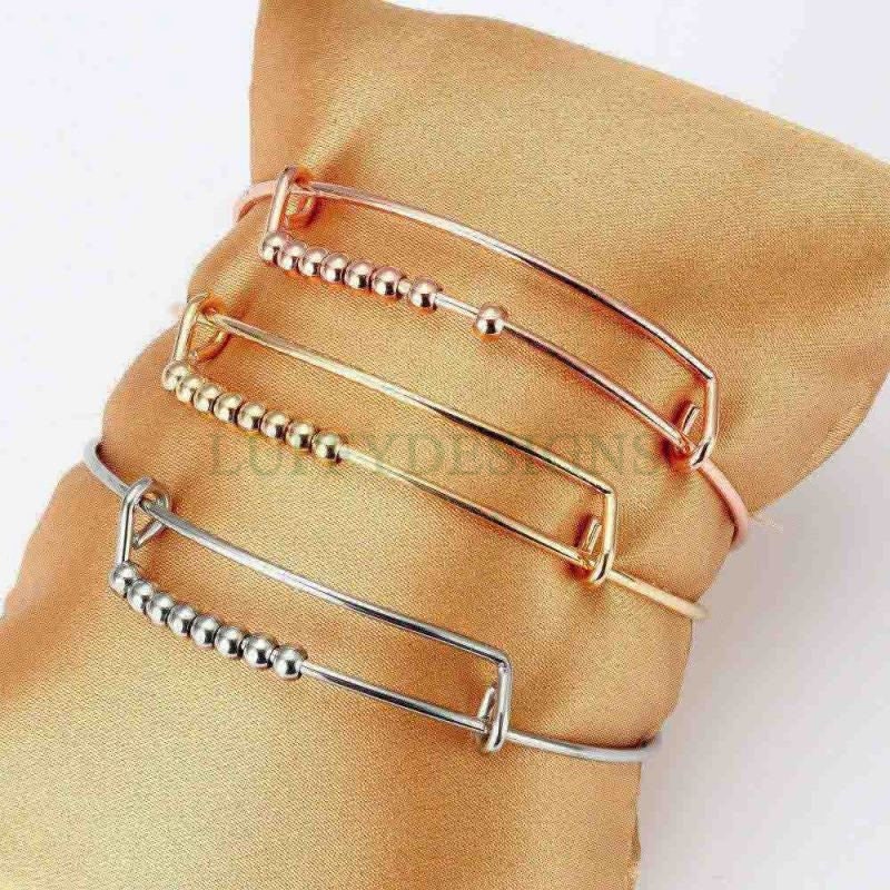 5pcs Bulk Expandable Bracelet, Adjustable Beads Bangle, Wholesale Charm Bracelets, Wire Bangles, Stainless Steel Bracelet, Jewelry Finding