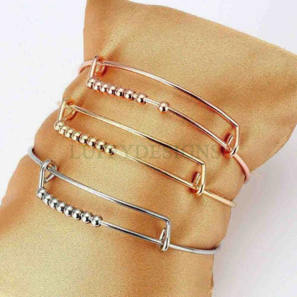 5pcs Bulk Expandable Bracelet, Adjustable Beads Bangle, Wholesale Charm Bracelets, Wire Bangles, Stainless Steel Bracelet, Jewelry Finding