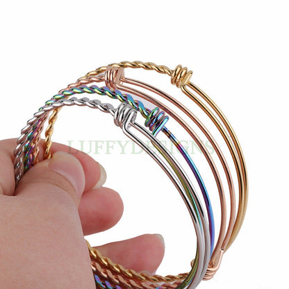 5pcs Twisted Expandable Bracelet, Adjustable Bangle, Wholesale Bangle Bracelets,  55mm /60mm /65mm Stainless Steel Bracelet, Jewelry Finding