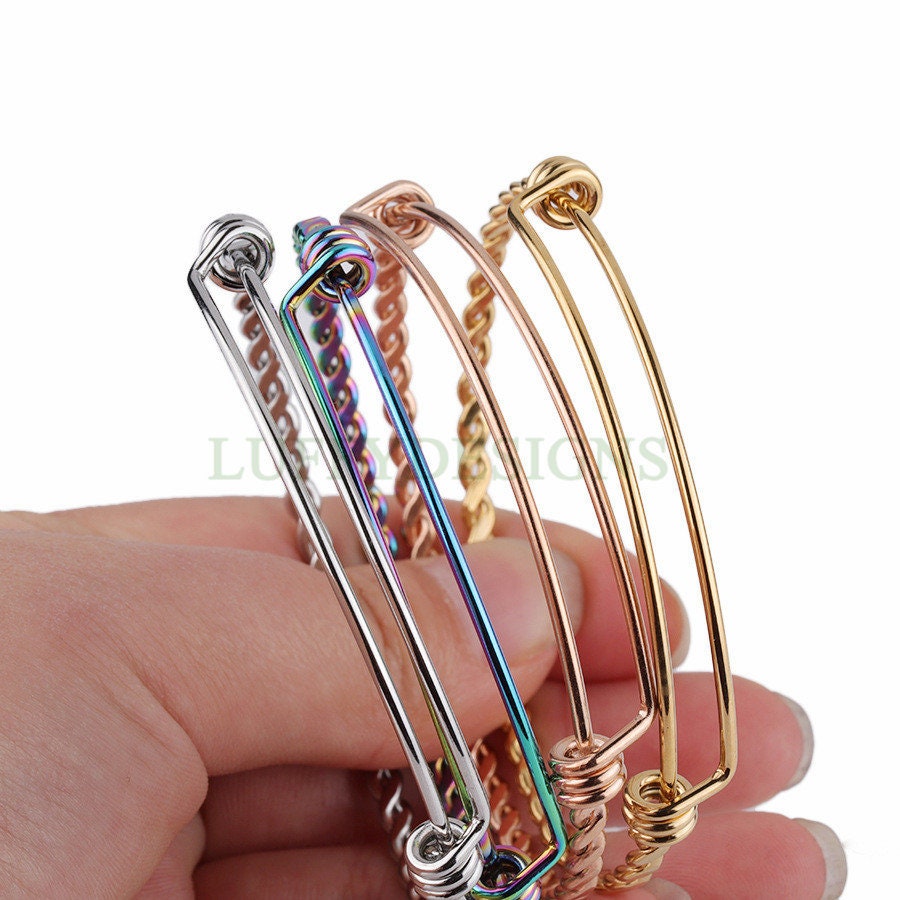 5pcs Twisted Expandable Bracelet, Adjustable Bangle, Wholesale Bangle Bracelets,  55mm /60mm /65mm Stainless Steel Bracelet, Jewelry Finding