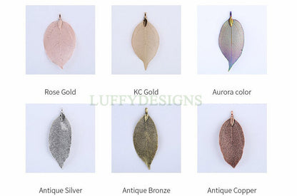 5pcs Leaf Charm Pendant, Real Natural Leaf Skeleton, Leaves Charm, Hollow Filigree Leaf Charm, Real Daphne Leaf, Gold Plated Leaf Pendant