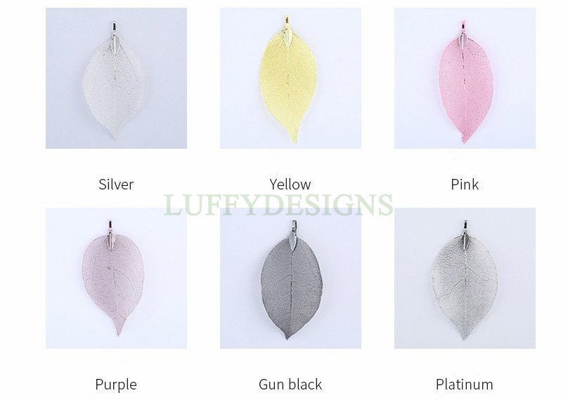 5pcs Leaf Charm Pendant, Real Natural Leaf Skeleton, Leaves Charm, Hollow Filigree Leaf Charm, Real Daphne Leaf, Gold Plated Leaf Pendant