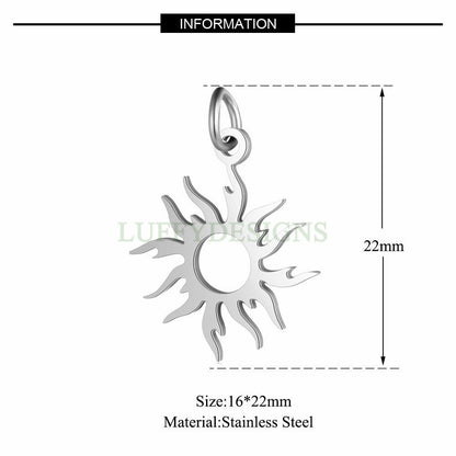 10pcs Sun Charms 16mm, Gold plated Stainless Steel, Sun Charm Pendant, Sun Pendants, Tiny Sun Findings