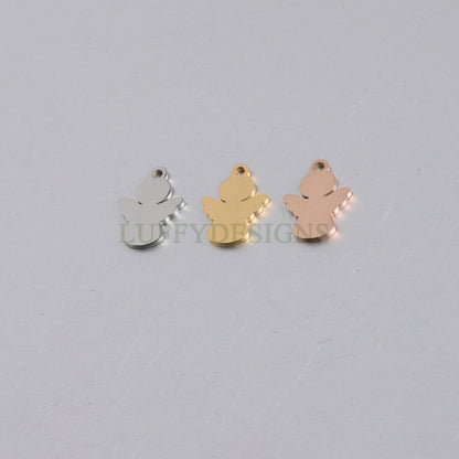 10pcs Angel Charm, Angel Wings Charm, Gold Angel Pendant, 18K Gold plated Stainless Steel, Metal Charms, Mirror Polished Angel Findings
