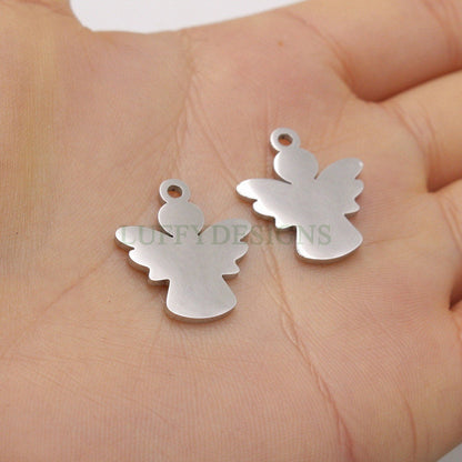 10pcs Angel Charm, Angel Wings Charm, Gold Angel Pendant, 18K Gold plated Stainless Steel, Metal Charms, Mirror Polished Angel Findings