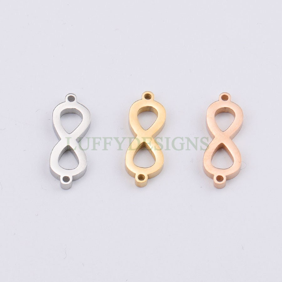 10pcs Infinity Charm with 2 Loops, Infinity Pendant 21x7mm, Infinity Link, Infinity Connector, Small Infinity Charm, Stainless Steel Charm