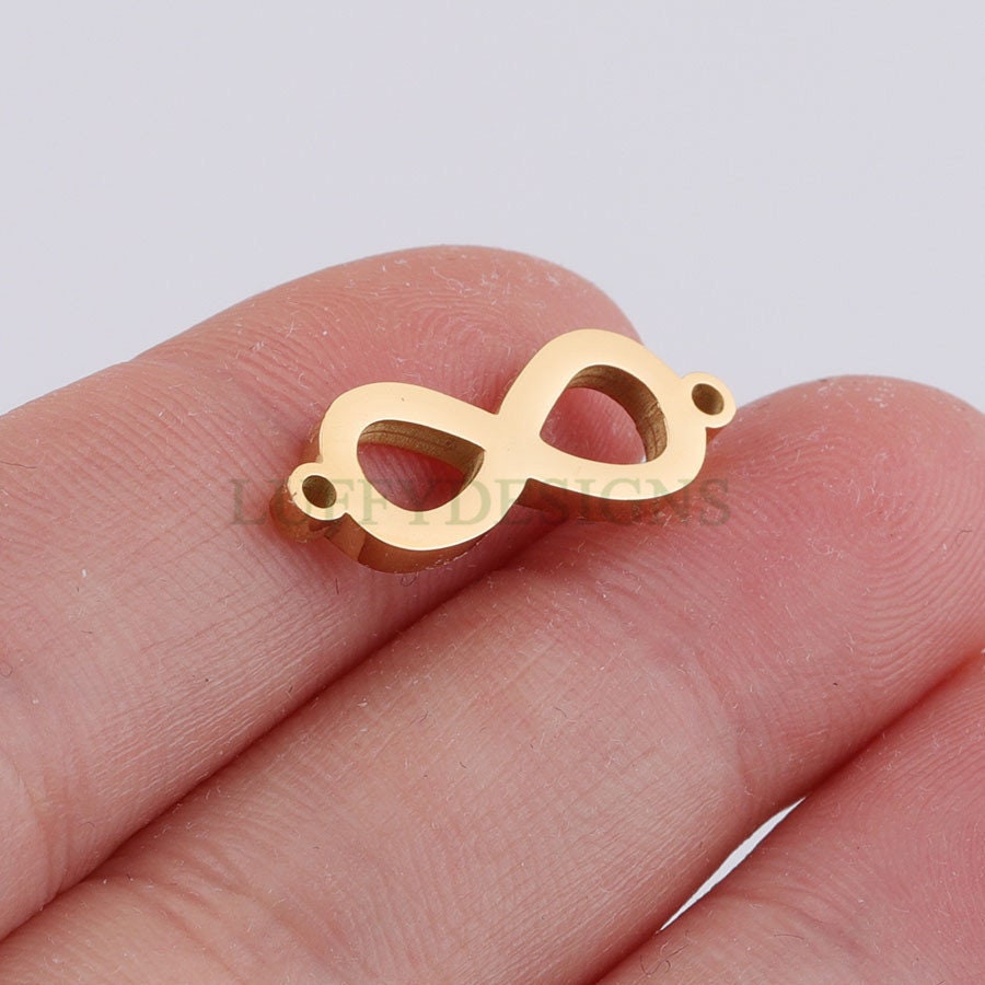 10pcs Infinity Charm with 2 Loops, Infinity Pendant 21x7mm, Infinity Link, Infinity Connector, Small Infinity Charm, Stainless Steel Charm