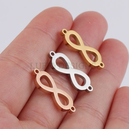 10pcs Infinity Charm with 2 Loops, Infinity Pendant 21x7mm, Infinity Link, Infinity Connector, Small Infinity Charm, Stainless Steel Charm
