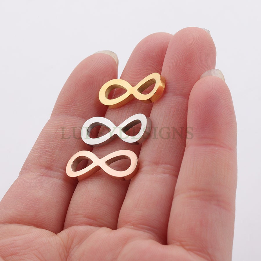 10pcs Infinity Charms, Infinity Pendant 20x8mm/17x7mm, Infinity Link Connector, Small Infinity Charm, 18k Gold plated Stainless Steel