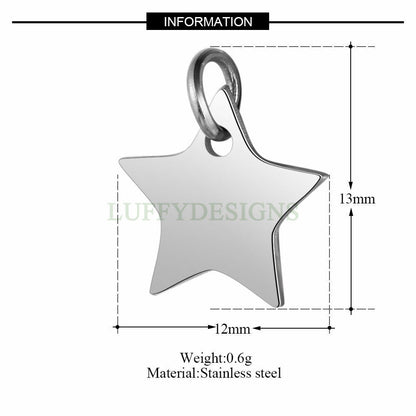 10pcs Star Charms 12mm, Gold /Rose Gold plated Stainless Steel, Pentagram Pendant, Five-pointed Star Pendants, Tiny Star Findings