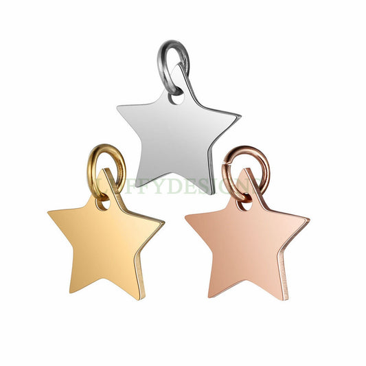 10pcs Star Charms 12mm, Gold /Rose Gold plated Stainless Steel, Pentagram Pendant, Five-pointed Star Pendants, Tiny Star Findings