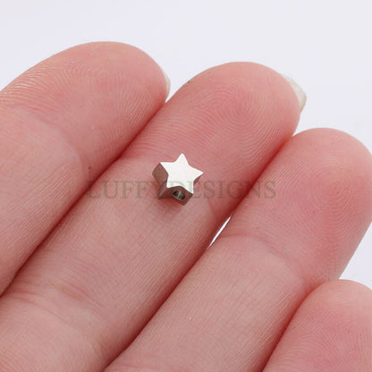 10pcs 3D Star Charms, Gold /Rose Gold plated Stainless Steel, Pentagram Beads, Five-pointed Star Pendants, Tiny Star Findings, 5mm/8mm