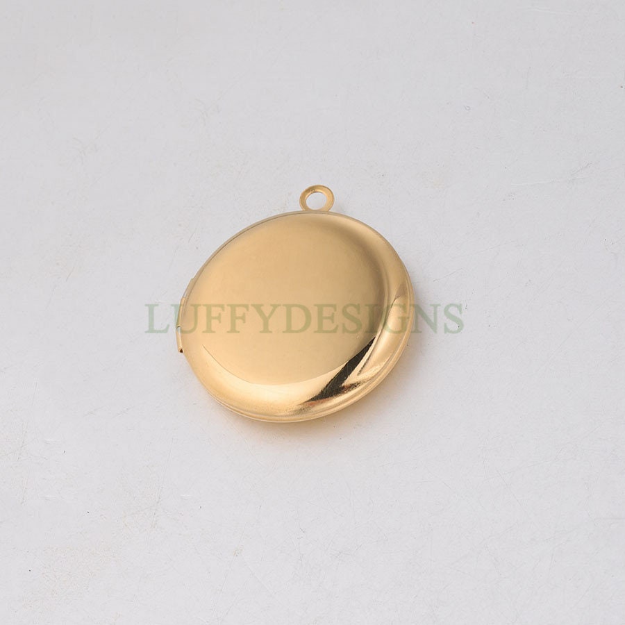 5pcs 25mm Gold Phase Box Lockets Charms, Openable Round Phase Box Lockets Pendant, DIY Photo Frame Supplies, Mirror Polished Stainless Steel