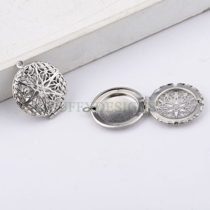 5pcs 27x32mm Hollow Phase Box Lockets Charms, Openable Round Photo Box Pendant, DIY Rainbow Photo Frame, Mirror Polished Stainless Steel