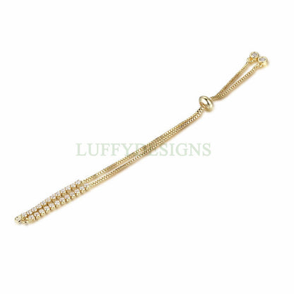5pcs Half Finished Slide Bracelet, Sliding Adjustable Bracelet, CZ Pave Bracelet, Cubic Zirconia Bracelet, Gold /Rose Gold Plated Brass