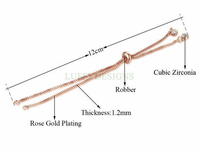 5pcs Half Finished Slide Bracelet, Sliding Adjustable Bracelet, CZ Pave Bracelet, Cubic Zirconia Bracelet, Gold /Rose Gold Plated Brass