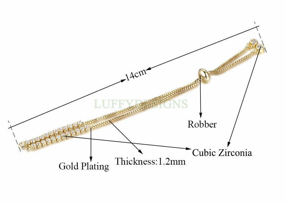 5pcs Half Finished Slide Bracelet, Sliding Adjustable Bracelet, CZ Pave Bracelet, Cubic Zirconia Bracelet, Gold /Rose Gold Plated Brass