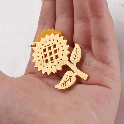 2pcs Sunflower Charms, Flower Pendant, 18K Gold plated 304 Stainless Steel, Sunflower Necklace, Gold Sunflower Pendant