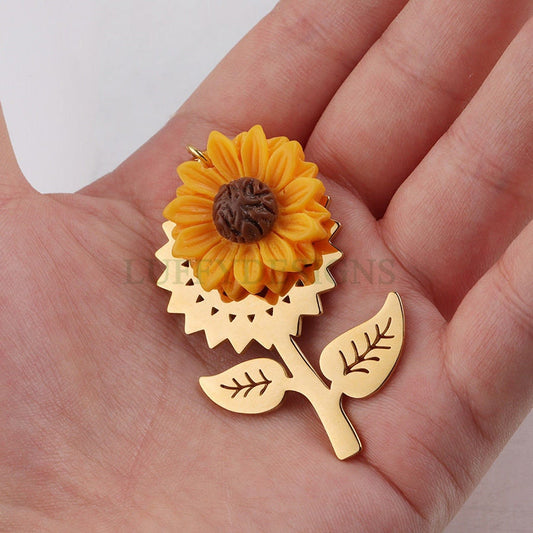 2pcs Sunflower Charms, Flower Pendant, 18K Gold plated 304 Stainless Steel, Sunflower Necklace, Gold Sunflower Pendant