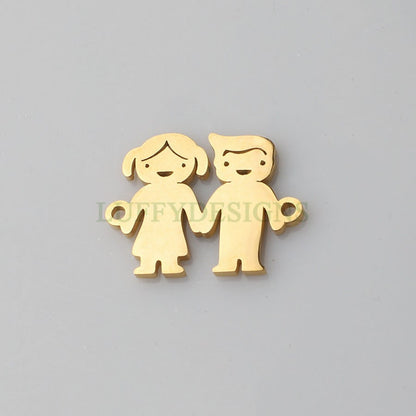 10pcs kids Charm Supply, 18k Gold Plated Stainless Steel, Boy and Girl Charms, Children Charm Craft Supply, Kids Charm for Handcraft Jewelry