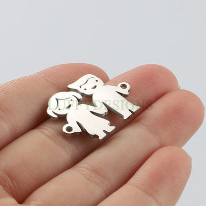 10pcs kids Charm Supply, 18k Gold Plated Stainless Steel, Boy and Girl Charms, Children Charm Craft Supply, Kids Charm for Handcraft Jewelry