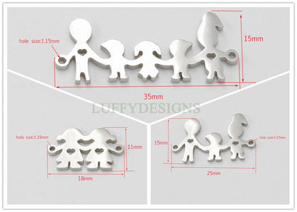 10pcs Family Charm Supply, 18k Gold Plated Stainless Steel, Parents and Children Charms, Father and Mother Charm Pendant,Gold Family Pendant
