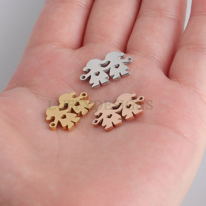 10pcs Family Charm Supply, 18k Gold Plated Stainless Steel, Parents and Children Charms, Father and Mother Charm Pendant,Gold Family Pendant