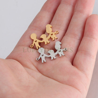10pcs Family Charm Supply, 18k Gold Plated Stainless Steel, Parents and Children Charms, Father and Mother Charm Pendant,Gold Family Pendant